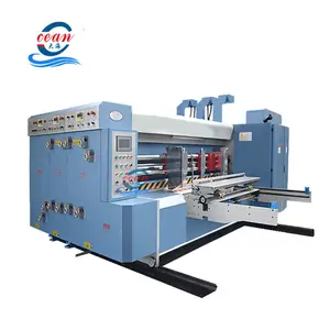 High speed corrugated box water ink flexo color box making machine printing slotting die cutting stacking machine