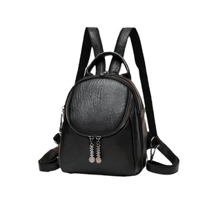 New Trendy <b>Large</b>-capacity Shoulder Bag Solid Color Multi-function Ladies Bag Zipper <b>Backpack</b> for Women - Product Image 2