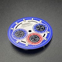 Bagian Modifikasi Baru Dial Jam Tangan Paduan Tembaga Desain Tiga Mata Warna Biru Personal 29.5mm Kompatibel dengan Mesin VK63