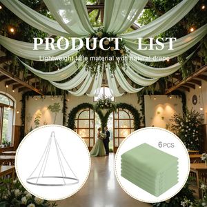 Kit de draperie de plafond vert sauge, 6 rideaux en voile <span class=keywords><strong>suisse</strong></span> de 20 pieds avec anneaux de suspension de 60 cm - Product Image 1