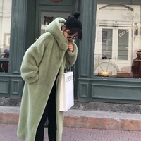 Manteau en fausse fourrure de vison style coréen, épais et ample, à capuche, long, pour femmes, automne-hiver