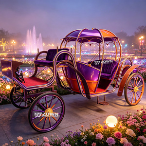 Chariot décoratif grande capacité en forme de citrouille, carrosse de Cendrillon à 4 roues pour mariages en extérieur et activités thématiques - Product Image 1