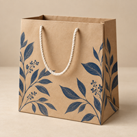 Sacs cadeaux en papier kraft imprimés sur mesure avec poignées en corde de coton, côtés à soufflets, emballage pour événements de vente au détail B191