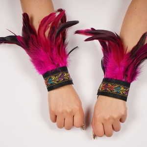 Gelang Manset Bulu Suku Bohemia untuk Festival Pesta, Paket Grosir, Aksesori Etnik Buatan Tangan untuk Festival Musik, Karnaval, Rave - Product Image 2