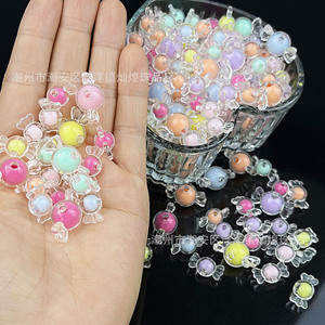 ลูกปัดอะคริลิค 8 มม. สีผสม มุกในมุก วัสดุสำหรับทำเครื่องประดับ DIY - Product Image 4
