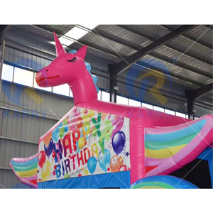 Bán buôn lớn Inflatable Đảng Bouncer cầu vồng bouncy lâu đài Unicorn thương mại Inflatable lâu đài nhà bị trả lại với Slide - Product Image 3