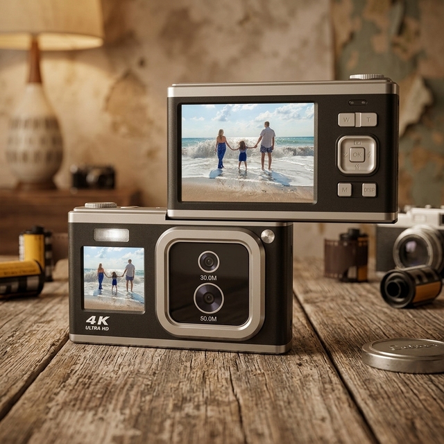 Dual Screen 4K Digital Camera, 2.88" IPS Display 16X Zoom Autofocus Type-C Vlogging Camera 750mAh