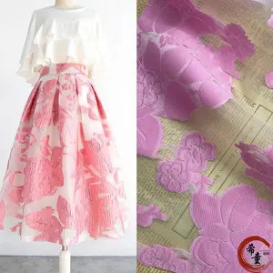 China textile supplier new design customize fashion 3D flower yarn dyed organza fabrics for dress