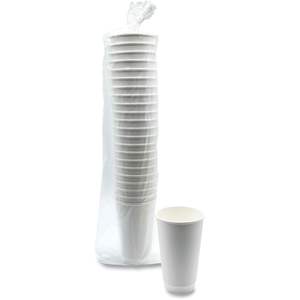 Boardwalk 16 Oz. Gobelets en papier à double paroi, gobelets jetables blancs, 25/paquet - Product Image 3