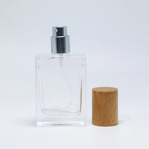 30ml 50ml 100ml Fragrance Rectangle Vintage Square Spray 50 ml 100 ml Empty Glass Perfume <b>Bottles</b> With Wooden Cap - Product Image 2