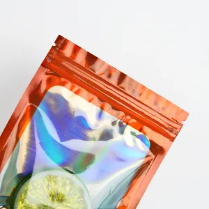 4x6 इंच पन्नी पाउच फ्लैट स्पष्ट Ziplock खाद्य भंडारण प्लास्टिक पैकेजिंग Holographic पन्नी Mylar बैग