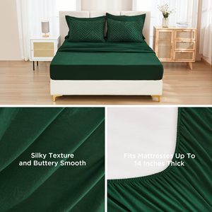 Vua Kích Thước Comforter Thiết Lập 7 Pcs Tối Ngọc Lục Bảo Màu Xanh Lá Cây Giường Trong Một Túi Vua Boho Trọng Lượng Nhẹ Fluffy Tufted Bộ Đồ Giường Bộ - Product Image 4