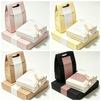 Ensemble de boîtes cadeaux en papier écologiques personnalisées pour l'emballage de bougies avec poignée découpée, sac en ruban de satin, logo personnalisé, couleurs disponibles