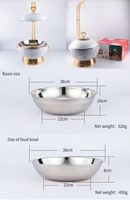 Chauffe-Plat Commercial Liyunda en Acier Inoxydable à Combustible, Modèle Suspendu, Bordure Dorée, Idéal pour Hôtels, Mariages, Banquets et Buffets