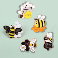 Broche Badge Mini Abeille Personnalisée en Émail Souple Argenté, Plaqué Or, Style Antique et Moderne, Motif Guêpe Mignonne Créative de Dessin Animé
