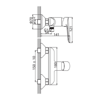 Ensemble de douche et baignoire en laiton poli à fonction unique avec jet de pluie doux pour hôtels, appartements et villas