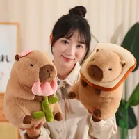 Capybara Pluche Speelgoed Simulatie Capibara Cosplay Eenhoorn Dinosaurus Jurk Boba Brood Fruit Eten Decor Vogels Bubbel Knuffels