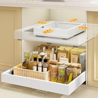 Tiroir télescopique réglable dans 4 directions, largeur 32-53 cm, profondeur 41,5-61 cm, tiroir extensible, organisateur de tiroir de cuisine en métal