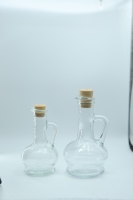 Bouteille en verre transparent de 260 ml avec poignée pour la cuisine, le barbecue, l'huile d'olive, le vinaigre, les liquides, les assaisonnements, avec bouchon verseur et bouchon en liège