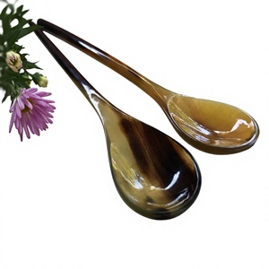 Handmade Buffalo Horn Spoons Long Handle <b>Mirror</b> Polish Classic Design Eco-Friendly Dishwasher Safe Lightweight Tea Spoon Party - Product Image 1