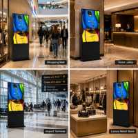 Pantalla de Señalización Digital Antideslumbrante de 55 Pulgadas con Logotipo Personalizado OEM ODM 2K 4K IPS LCD, 300-700 Nits, Ultra Delgada, con Soporte de Pie para Publicidad