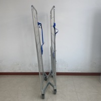 Chariot à main industriel de haute qualité à quatre roues en acier avec revêtement en poudre de zinc, capacité de 500 kg, OEM, métal
