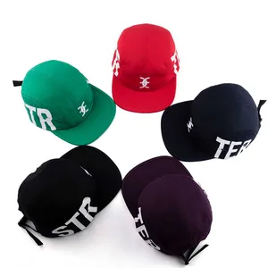 Boné de acampamento de nylon de secagem rápida para corrida, boné snapback personalizado de algodão com 5 painéis