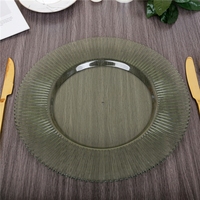 Assiettes de mariage SLC754-5 de 13 pouces, assiettes à dîner de haute qualité, vertes, rondes, transparentes, en plastique, assiettes de présentation
