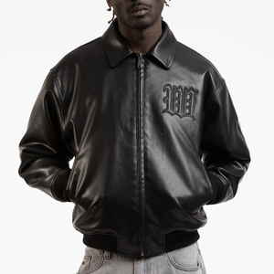 Giacca Varsity Personalizzata da Uomo, Alta Qualità, Ricamo Impermeabile, Vera Pelle Nera, Stile Alla <span class=keywords><strong>Moda</strong></span> Universitario - Product Image 2