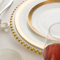 Assiette de luxe en porcelaine de 9 pouces, plats ronds en céramique, assiettes à dîner en céramique blanche à bord doré, vaisselle pour la table, assiettes à dîner pour les aliments