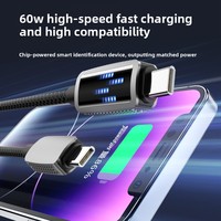 Kabel Data Pengisian Cepat PD LED Alumunium Alloy Nylon 60W Baru, Kompatibel dengan Ponsel IOS Tipe-C