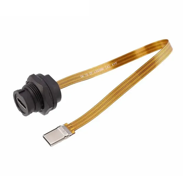 Type C Threaded FPC FFC Flat Soft Cord Wire Waterproof Plug Snap on Data Connector USB3.1 Socket 10CM/20CM Cable IP68