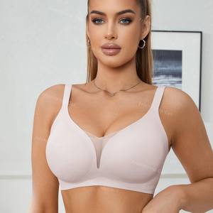 Sujetador sin costuras de encaje con cuello en V sin aros transfronterizo <span class=keywords><strong>especial</strong></span> tejido de punto cinturón suave transpirable ajustable <span class=keywords><strong>BH</strong></span> - Product Image 2
