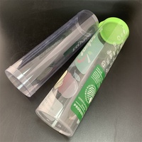 Nouveau design Tube et cylindre en plastique transparent Boîte d'emballage pour vaisselle Parapluie Drinkware Matériaux recyclés Options personnalisables