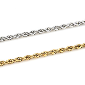 No Tarnish Vacuum Plating Gold Stainless Steel Twisted <b>Rope</b> <b>Chain</b> Necklace | Durable Hip-Hop Men's Styles - Product Image 5