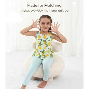 DreanHalo Ensemble 2 pièces débardeur et pantalon pour filles, en viscose de bambou, vêtements de jeu pour enfants 2T-5T - Product Image 3