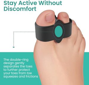 Correcteur d'hallux valgus en gel avec séparateurs d'<span class=keywords><strong>orteils</strong></span> ajustables et espaceur pour le gros orteil, pour la <span class=keywords><strong>protection</strong></span> des pieds et le soulagement de la douleur (noir) - Product Image 3