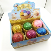 Jouet Squishy Pailleté en Forme de Chignon avec Étui de Transport, Pack Surprise, Jouet à Presser Adorable pour Cadeaux d'Anniversaire, Fêtes et Articles de Fête