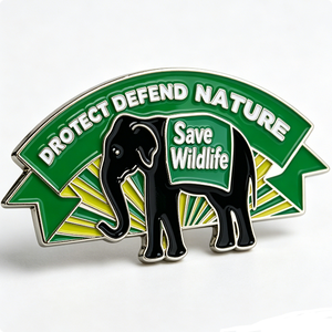 Badge Souvenir 2D Personnalisé Plaqué Argent Thème Animaux Sauvegarde de la Faune Émail Dur Imprimé UV pour la Fête des Pères - Product Image 3