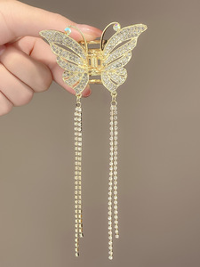 Mode épingle à <span class=keywords><strong>cheveux</strong></span> en métal avec pince à requin strass papillon gland tête arrière ornement griffe attraper attrape-<span class=keywords><strong>cheveux</strong></span> - Product Image 4