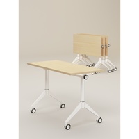 Table de réunion et de formation modulaire rectangulaire pliable en fer moderne, reconfigurable, avec roulettes
