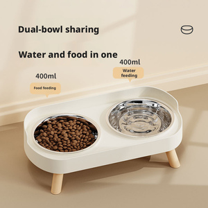 Ensemble de gamelles surélevées 2-en-1 en acier inoxydable écologique pour animaux de compagnie, double mangeoire antidérapante pour chats et chiens, avec support surélevé pour une alimentation lente - Product Image 3