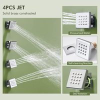 Ensemble de robinetterie de douche à pression ultime Honedec pour hôtel, en laiton massif, avec jets contractés, valve en céramique, finition polie, monocommande, fonction massage