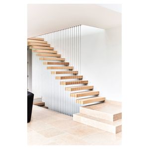 Escalier modulaire pour grenier à hauteur réglable, gain de place compact, en métal et bois, escalier droit écologique pour la construction - Product Image 1