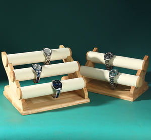 DIGU bracciale <span class=keywords><strong>in</strong></span> <span class=keywords><strong>legno</strong></span> staccabile a mano stand <span class=keywords><strong>in</strong></span> microfibra 3 Tier orologio porta gioielli Retro espositore per Expo - Product Image 2