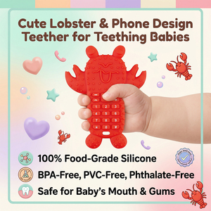 Mordedor de Silicona Suave Personalizado para Bebé, Mordedor en Forma de Langosta, Juguete Divertido para Dedos, Juguetes Sensoriales para Bebés, Mordedor para Aliviar el Dolor de Dentición - Product Image 1