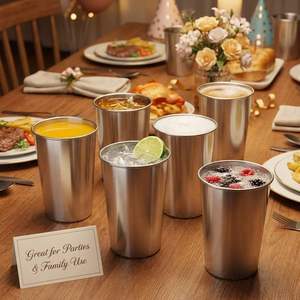 Vente en gros de gobelets empilables en acier inoxydable de 500 ml (16 onces) pour le voyage, le camping et la consommation d'eau - Product Image 6