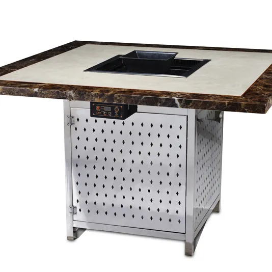 Restaurant Built In Marble Hot Pot Table Custom Smokeless Hot Pot Dining And Bbq Grill Table