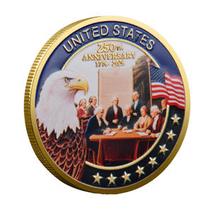库存金属工艺品美国250周年爱国主义纪念品纪念挑战硬币电镀铁镀金冲压加工 - Product Image 2
