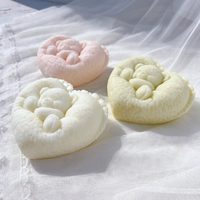 Ours endormi en forme de coeur bougie moule saint valentin idée cadeau ours Silicone moule décor à la maison cadeau de mariage
